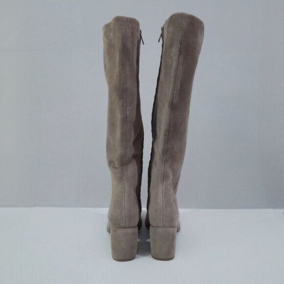 Vince Maggie Knee High Boot Womens 8 Taupe Suede Tall Block Heel Fall Neutral - Picture 7 of 14
